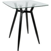 Clara 30" Square Counter Table in Black Metal & Glass